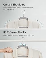 Vista 68 de SONGMICS UCRF029W05 - Paquete de 50 ganchos de terciopelo antideslizantes para trajes con muescas para el hombro, barra para pantalones, gancho