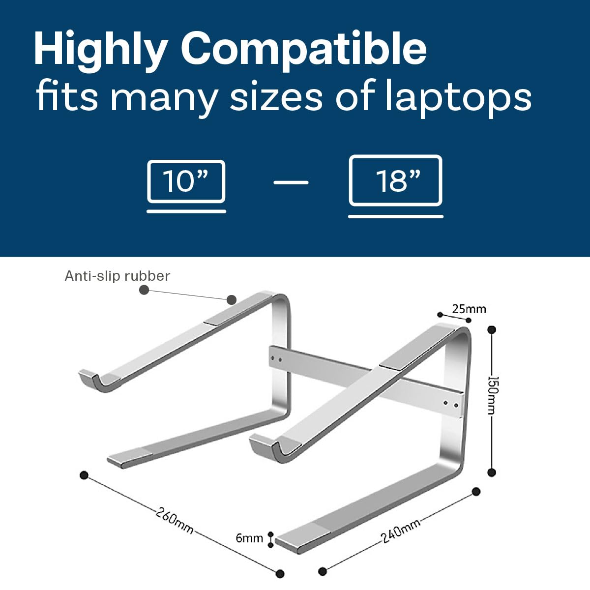MMOBIEL Supporto Alto per Laptop - Supporto per Laptop da 10 a 18 Pollici - Ventilato Universale da Scrivania Compatibile con MacBook, ASUS, Acer e Altro – Alluminio