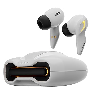GOBOULT Newly Launched Astra Truly Wireless in Ear Earbuds with 48H Playtime, Built-in App Support, 45ms Low Latency Gaming, Breathing LEDs, 13mm Bass Drivers Ear Buds, Made in India (White Opal) - image, photos