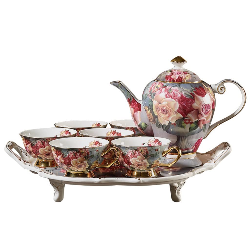 Klasyczny zestaw do kawy z porcelany kostnej w kolorze róży, zestaw do popołudniowej herbaty, ceramiczna filiżanka do kawy i filiżanka do herbaty w pudełku prezentowy,