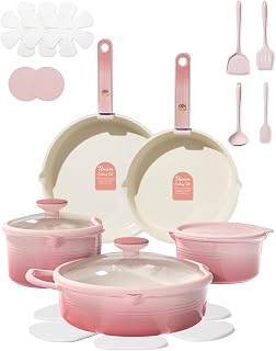CAROTE Non-Stick Titanium Cookware Set with Detachable Handle, 20pcs
