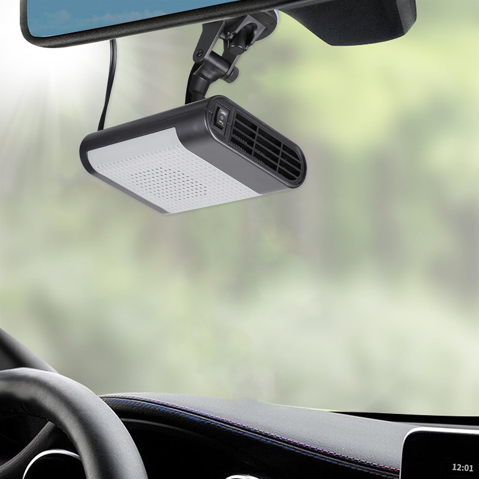 ibasenice Windschutzscheibenenteiser Rotationsheizlüfter für Auto Auto-entfeuchter Tragbar Schnelles Entfrosten Heizung für Pkw und Lkw