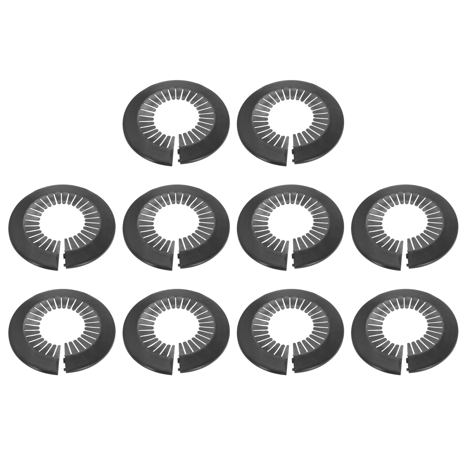 sourcing map 10pcs Flange Pipe Cover Decoration 3.07" to 4.53" (78-115mm) Plastic Clip-on Wall Hole Cover Under Sink Pipe Radiator Escutcheon Collar for Bathroom Kitchen Toilet, Black