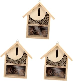 Yardwe 3pcs Butterflies Bees Beneficial Hanging Butterfly Hotel Bee Hive Handmade Pollinators Peaceful and Wooden Mason for Outdoor to Ladybirds Shelter Wood Ladybugs Ladybird Attracts