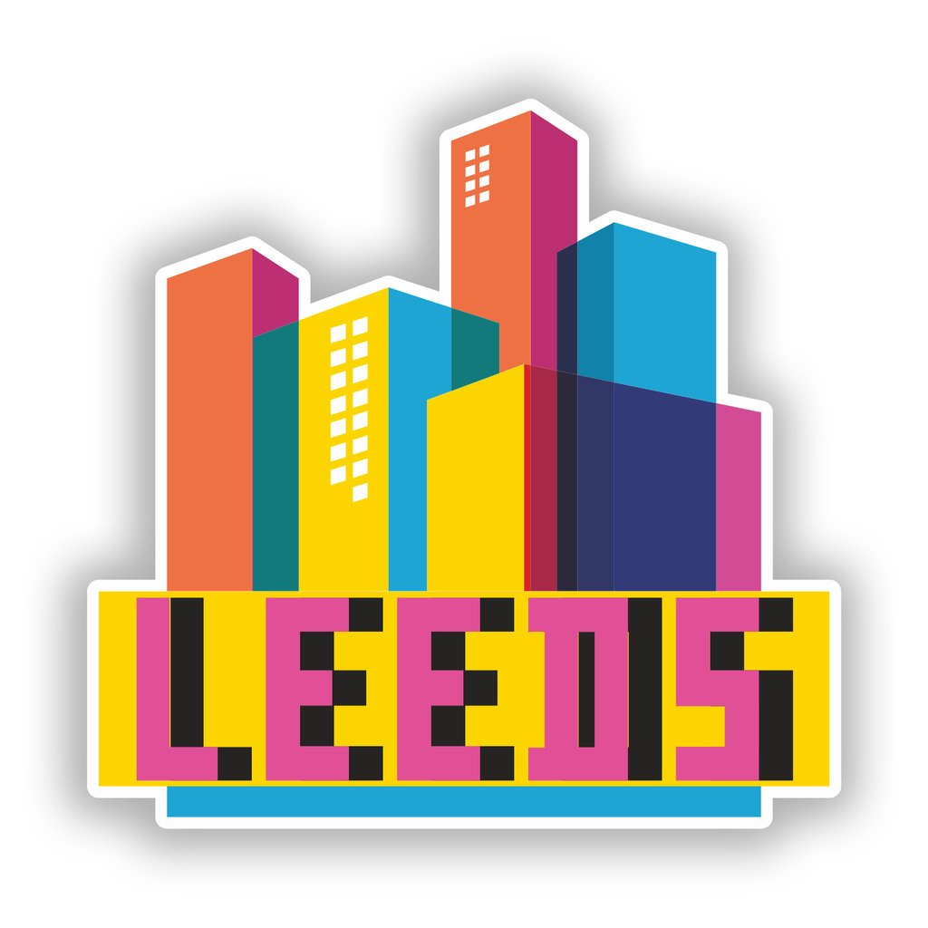 Destinationvinyl Multi 2 X 10Cm/100Mm Leeds Skyline Vinyl Stickers Travel Luggage #10311