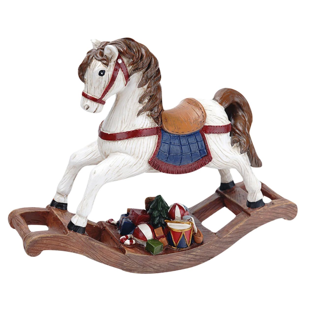 Cheval à Bascule de Noël Décoration d'Intérieur Festive en Résine Gatuida