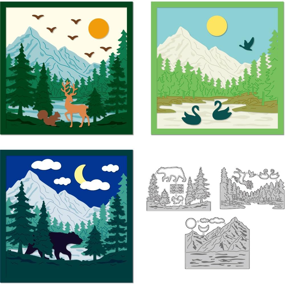 3 Sets Forest Cutting Dies 9 Styles Card Borders Stitch Die Cut Sewing Carbon Steel Die Cuts Stencils Card Making Scrapbooking Embossingb Template Dies for Craft Albums Gift Decor