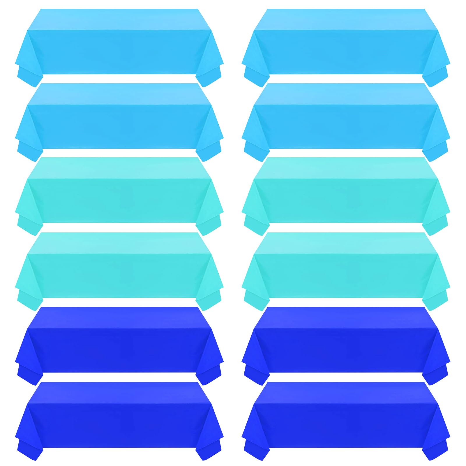 12 Pcs Ocean Theme Color Plastic Tablecloths, Disposable Assorted Blue Rectangle 54 x 108 Inch Table Covers for Under The Sea Beach Ocean Summer Pool Birthday Party Decorationss