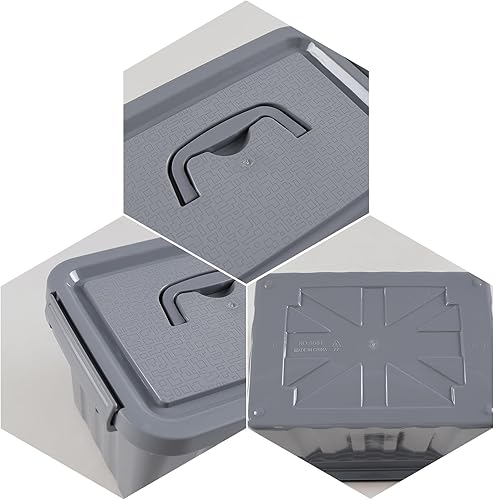 Miniatura 3 de Contenedores de almacenamiento de plástico gris de 6 cuartos con tapas, caja de cierre de almacenamiento, 6 paquetes