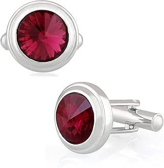 Rhodium Plated Maroon Solitaire Crystal Cufflink for Mens and Boys CL1100534RMar