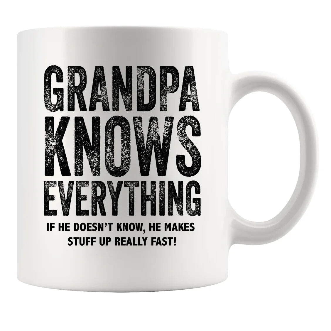 Panvola Grandpa Knows Everything Grandpa Gifts from Granddaughter Grandson Grandparents Day Ceramic Mug 11 oz White