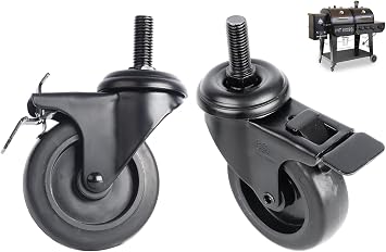 74064 Locking Caster Wheels for Pit Boss Pro Series 1100,Pit Boss 820,Navigator 850,Austin XL,Louisiana Grills,2-Pack 3" Replacement Stem Casters for Pellet Smokers & Rec Tec Grills