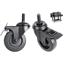 74064 Locking Caster Wheels for Pit Boss Pro Series 1100,Pit Boss 820,Navigator 850,Austin XL,Louisiana Grills,2-Pack 3" Replacement Stem Casters for Pellet Smokers & Rec Tec Grills