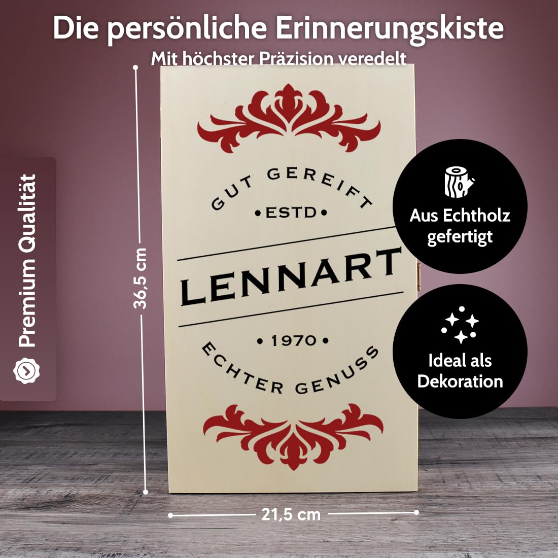 polar-effekt Weingläser 560 ml 2er-Set & Holzkiste mit personalisiertem Druck - Geschenk für Weinliebhaber - Gläser für Rotwein & Weißwein - extra spülmaschinenfest