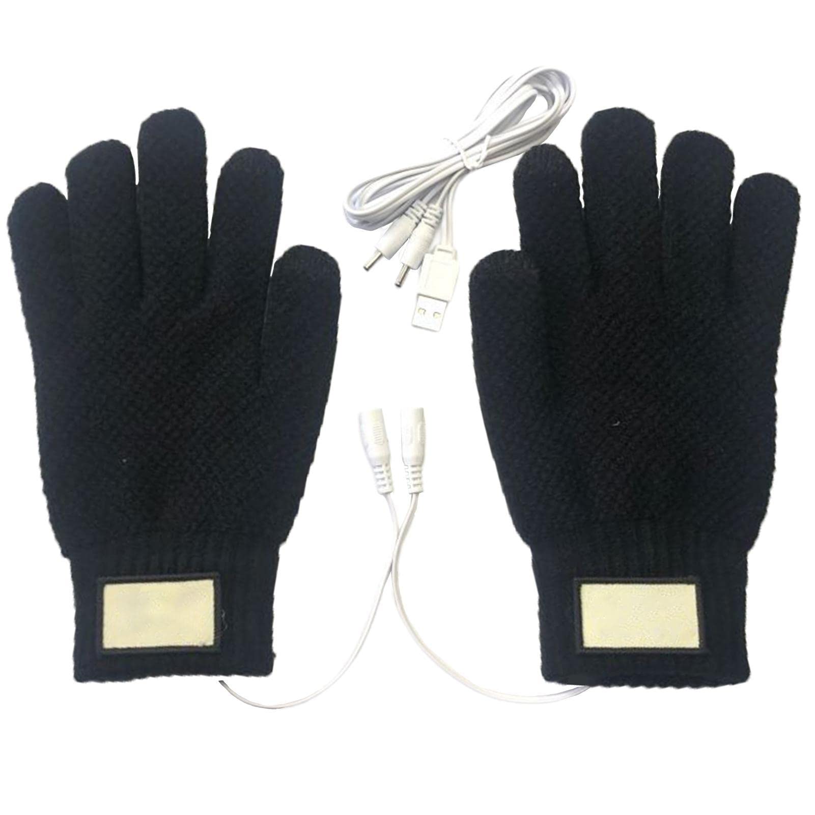 USB-verwarmde handschoenen voor heren en dames, winter, dubbelzijdige verwarming met 3 temperatuurniveaus en touchscreen-functie, volledige vingers warme handschoenen voor binnen en buiten, fietsen