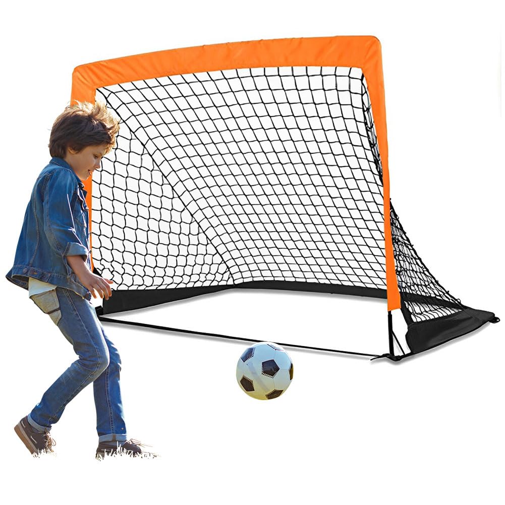 QUTBAG Set di 2 Porte da Calcio Pop-up per Interni ed Esterni, Rete da Calcio Portatile da 4 x 3 Piedi, Porta da Calcio Pieghevole per Allenamento Sportivo all'aperto, Regalo Festivo per Allenamento