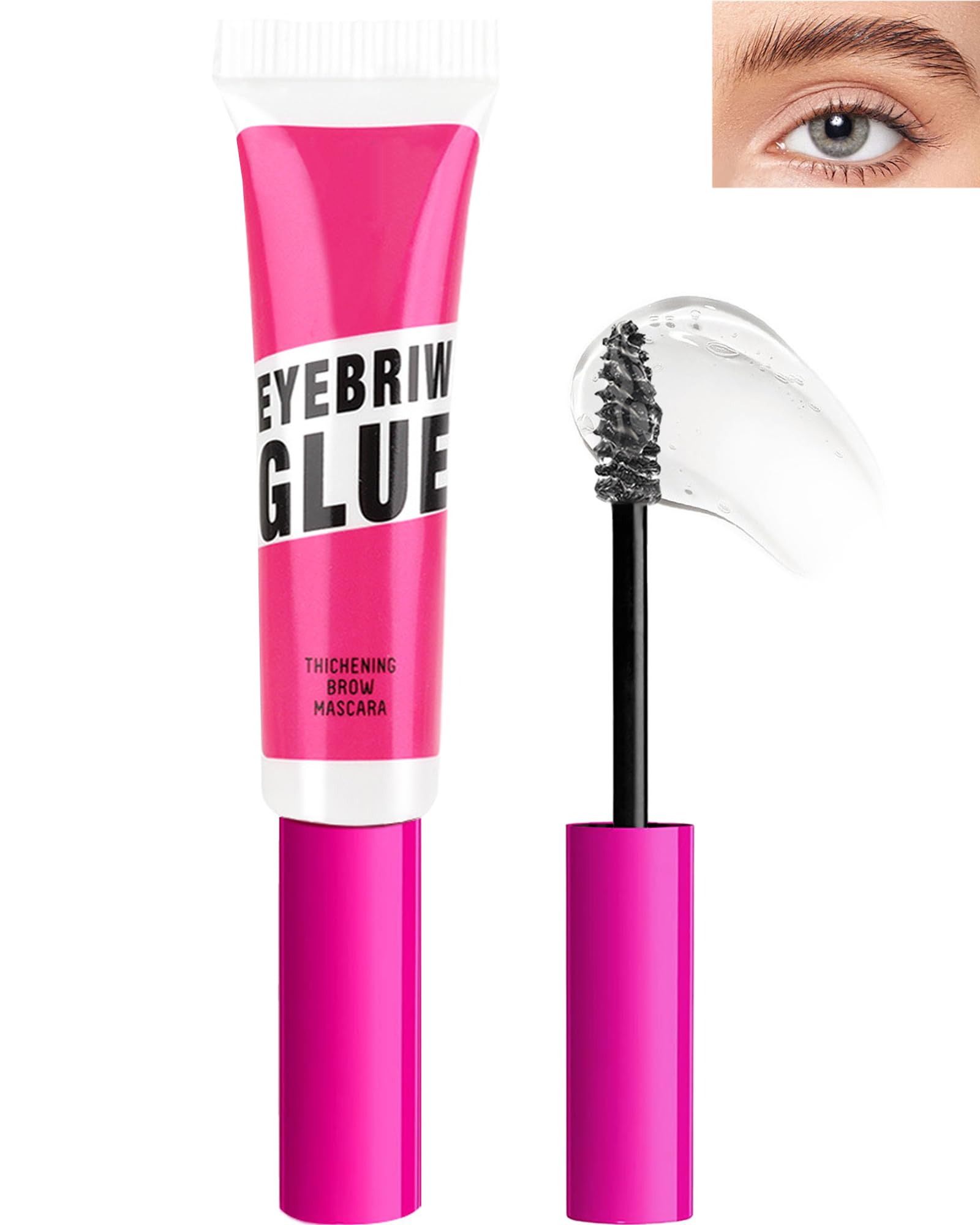 Waterproof Tinted Brow Gel-1Pcs Clear Thickening Eyebrow Gel,Transparent Setting Brow Gream Glue,Extreme Hold Transfer-proof Eyebrow Wax,Brows Fast