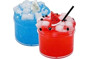 2 Pack Kit Jelly Cube Crunchy Slime Ocean Blue and Red Jelly...