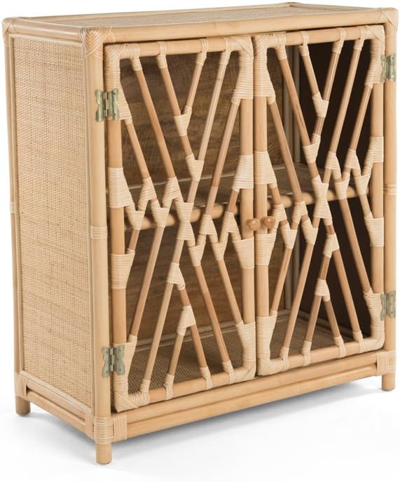 KOUBOO Rattan Chippendale Storage Cabinet with 2 Doors, Natural Color