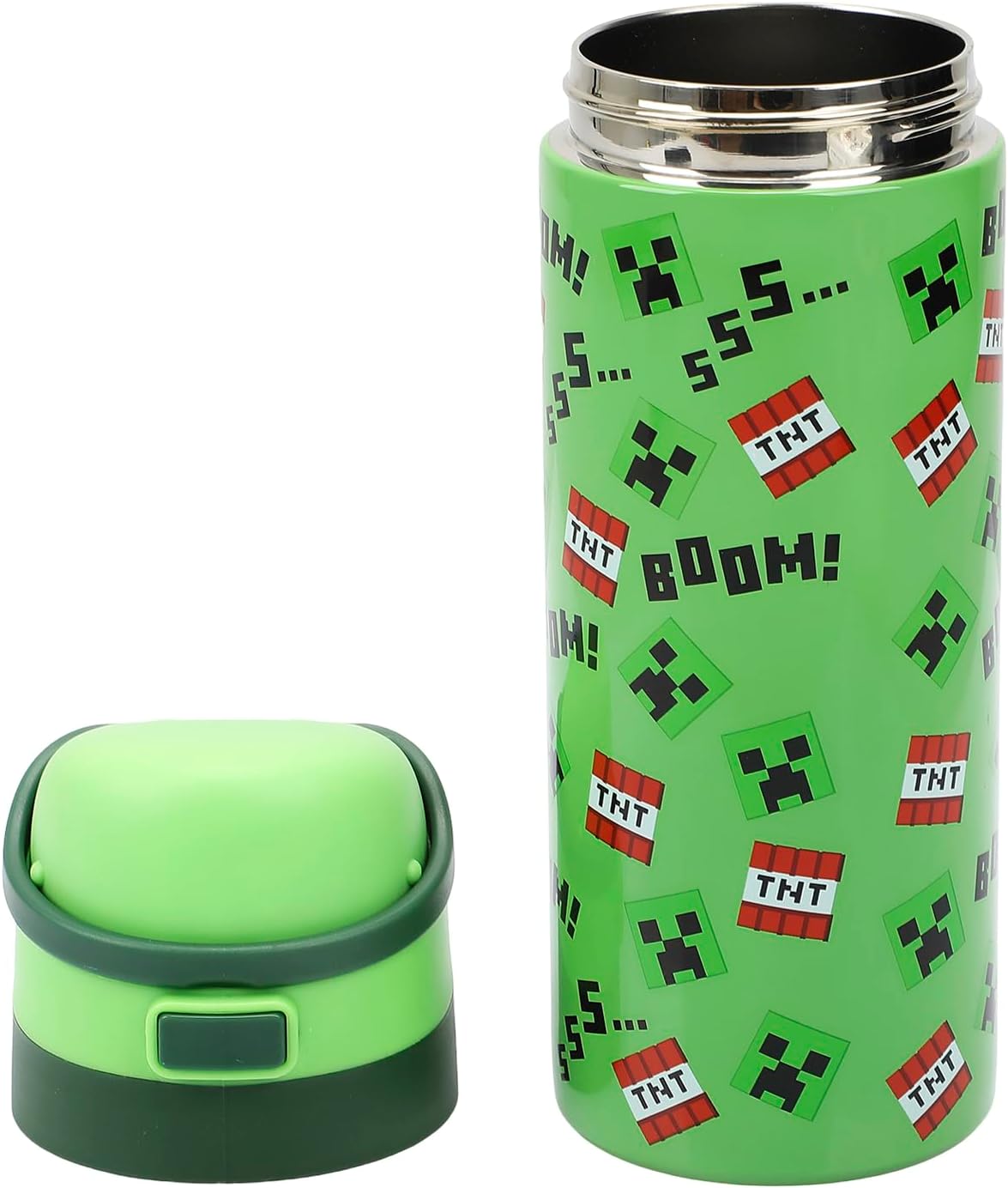 Minecraft Boom Green 24 Oz Stainless Steel Water Bottle - Image 4