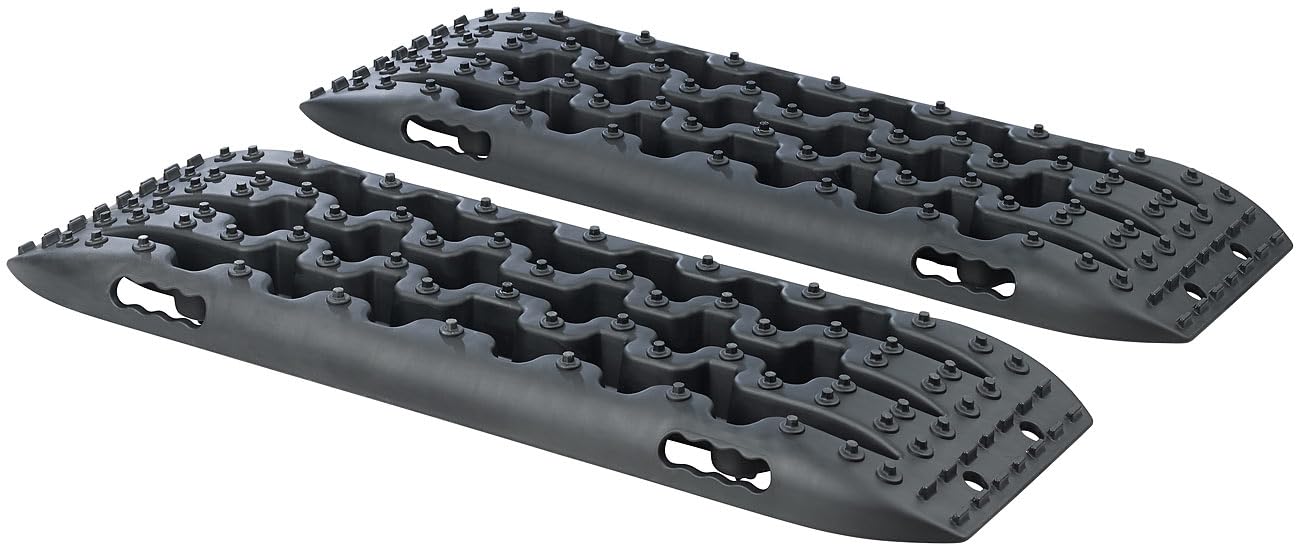 Lescars Sandblech: 2er-Set Reifen-Traktionsmatten, ultrastabile Nylonfaser, 90x31x6 cm (Anfahrhilfe, Sandboards, Kfz)