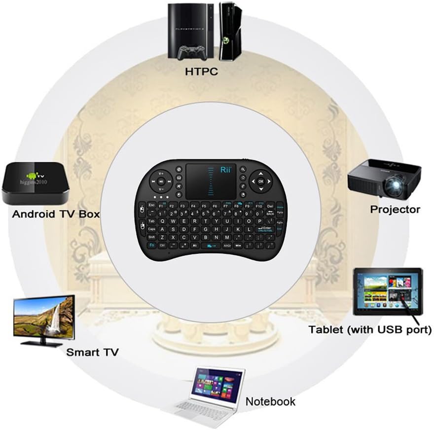 Rii i8 (10038-ID) Mini 2.4GHz Wireless Touchpad Keyboard with Mouse, Black