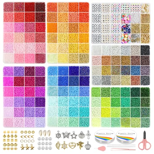 Redtwo 3mm Glass Beads for Jewelry Making 45000PCS Bracelet Making Kit
