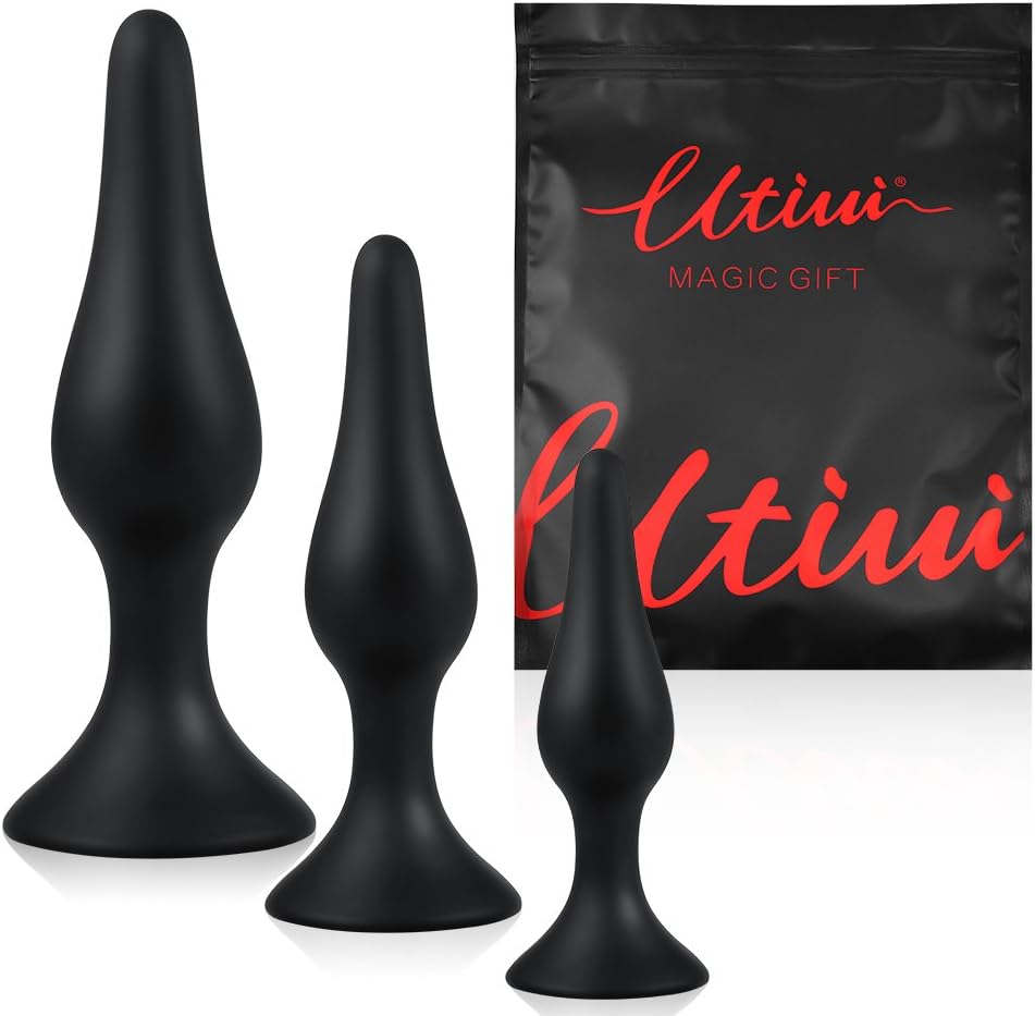 Utimi Plugs Anale de Silicona Negro 3 Piezas Jeguete Sexual ...