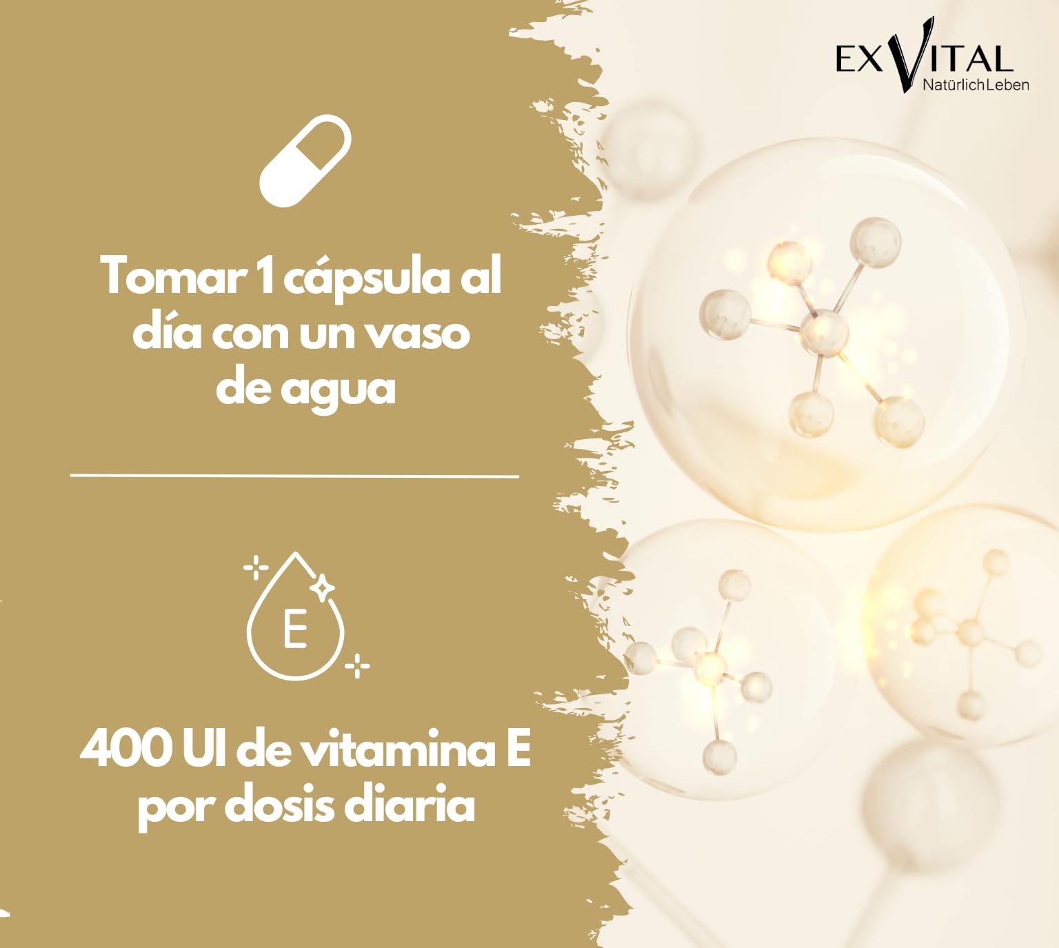 EXVital Vitamina E 400 UI, 240 cápsulas blandas veganas, con D-alfa-tocoferol, vitamina E procedente de girasol, altamente dosificada y probada en laboratorio