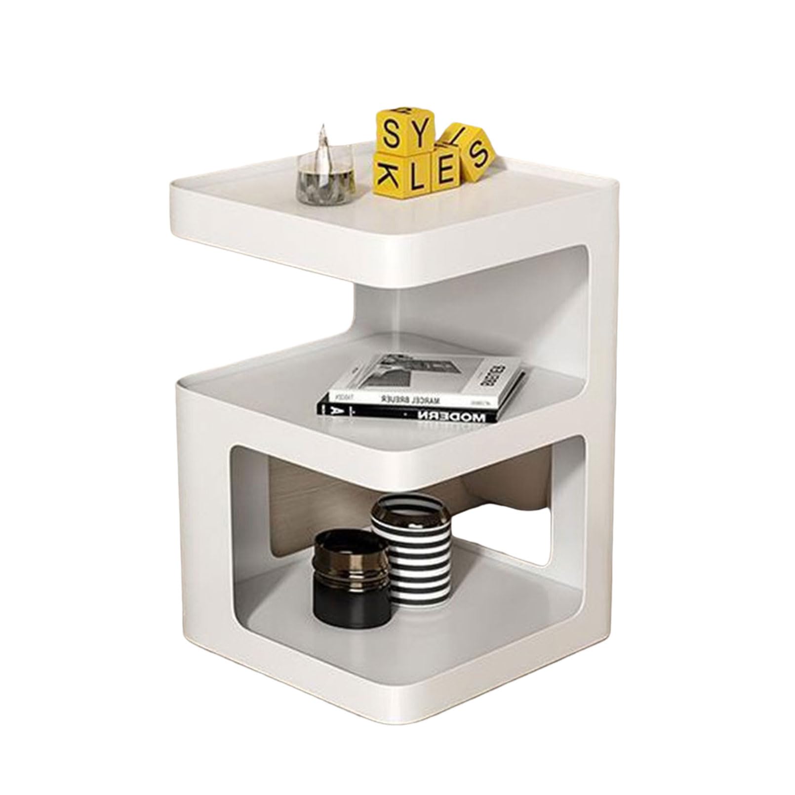 Petite table basse carrée de rangement et table d'angle en fer