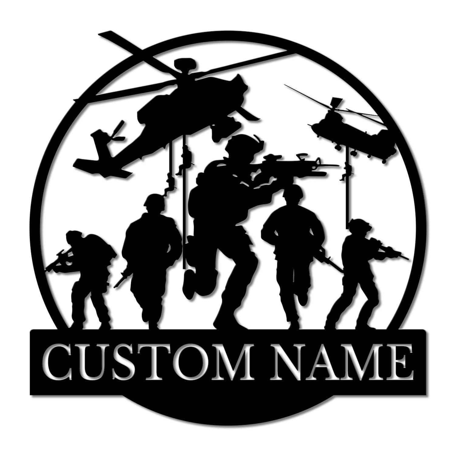 Personalized Soldier Metal Wall Art - Custom Military Silhouette Sign, Army Veteran Gift, Tactical Man Cave Decor, Patriotic Home Accent, Durable Metal Tribute (Style-12)
