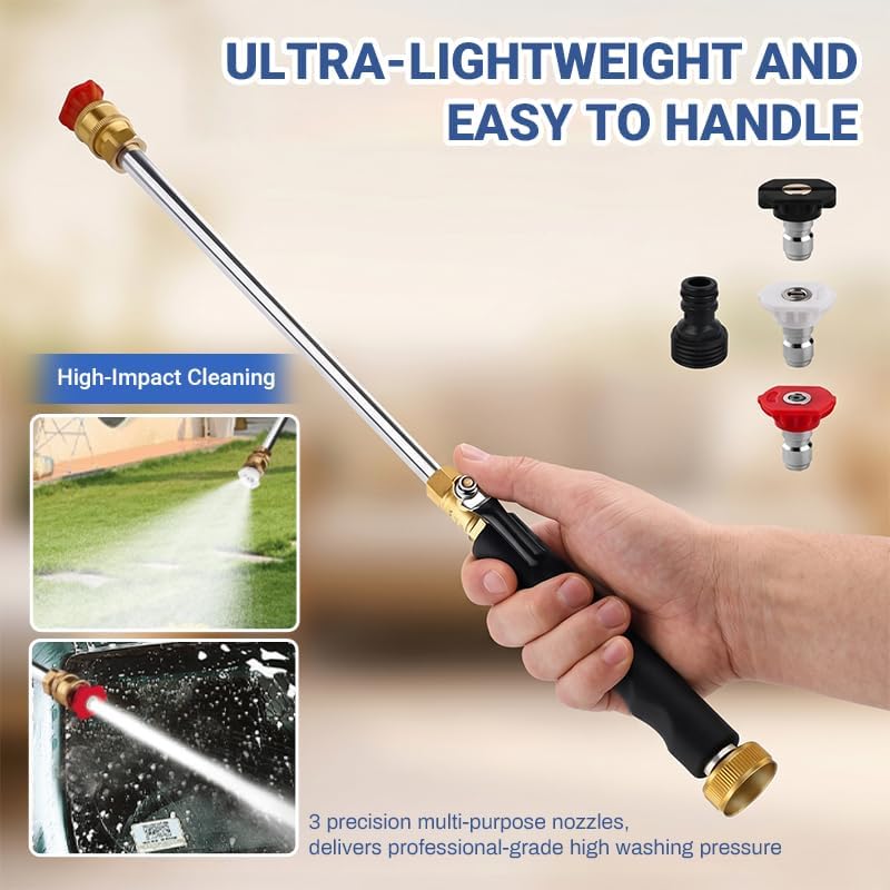 Sakerplus Professional Three-Nozzle Power-Boosting Garden Hose High-Pressure Washer Wand, Garden Hose Nozzle High-Pressure Washer for Patio, Outdoor Garden (3 pcs)