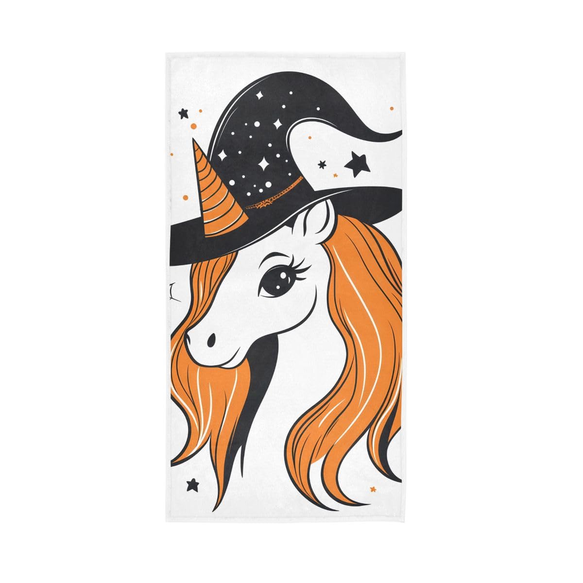 HUYGD Halloween Unicorn Witch Hat Hand Towel, 15 x 30 Inches, Soft Highly Absorbent Towels for Bathroom Gym Shower