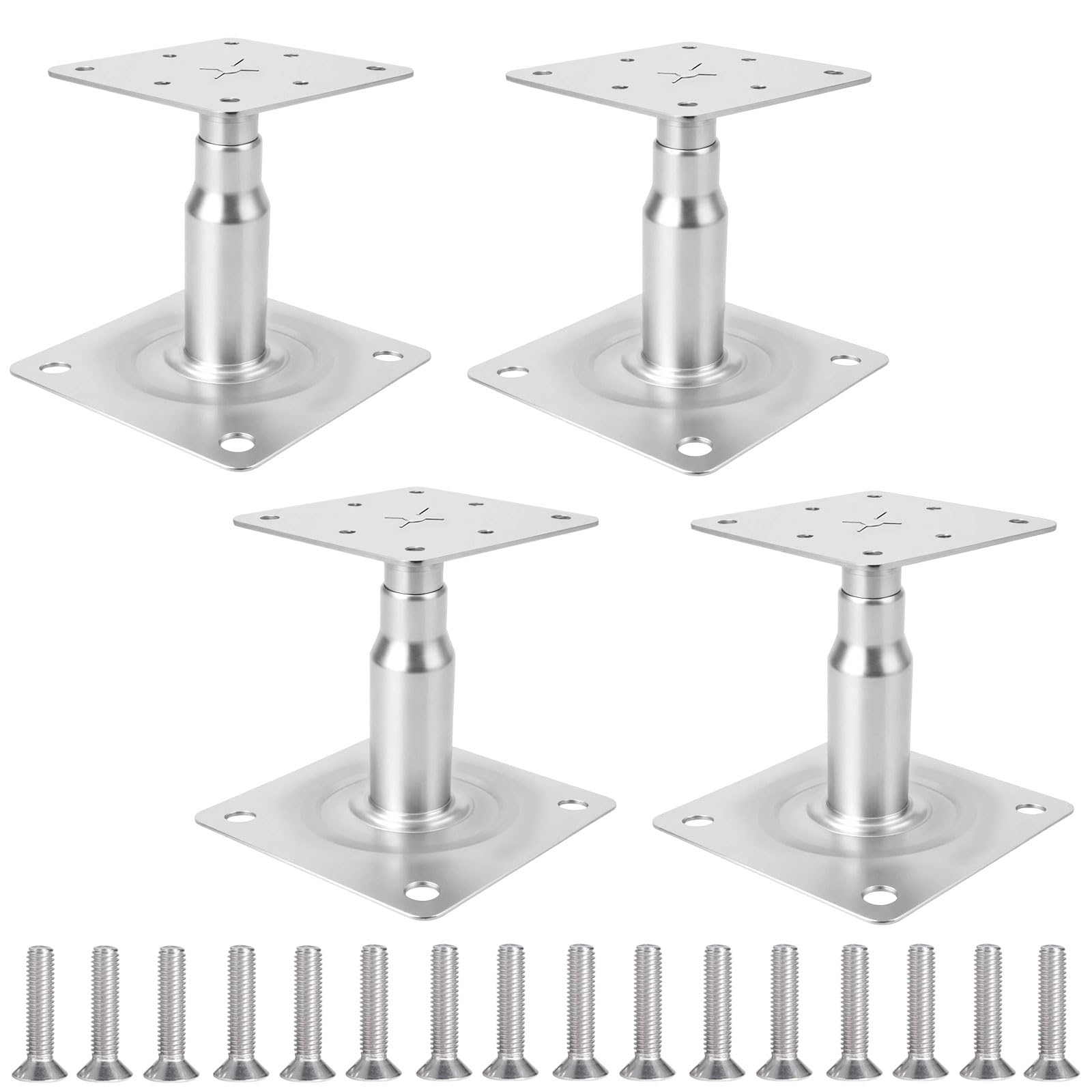 Lot de 4 supports de poteau réglables en hauteur avec 16 vis, supports réglables en hauteur de 100 à 140 mm, pour clôtures, abris, abris de voiture, pergolas, travaux de construction