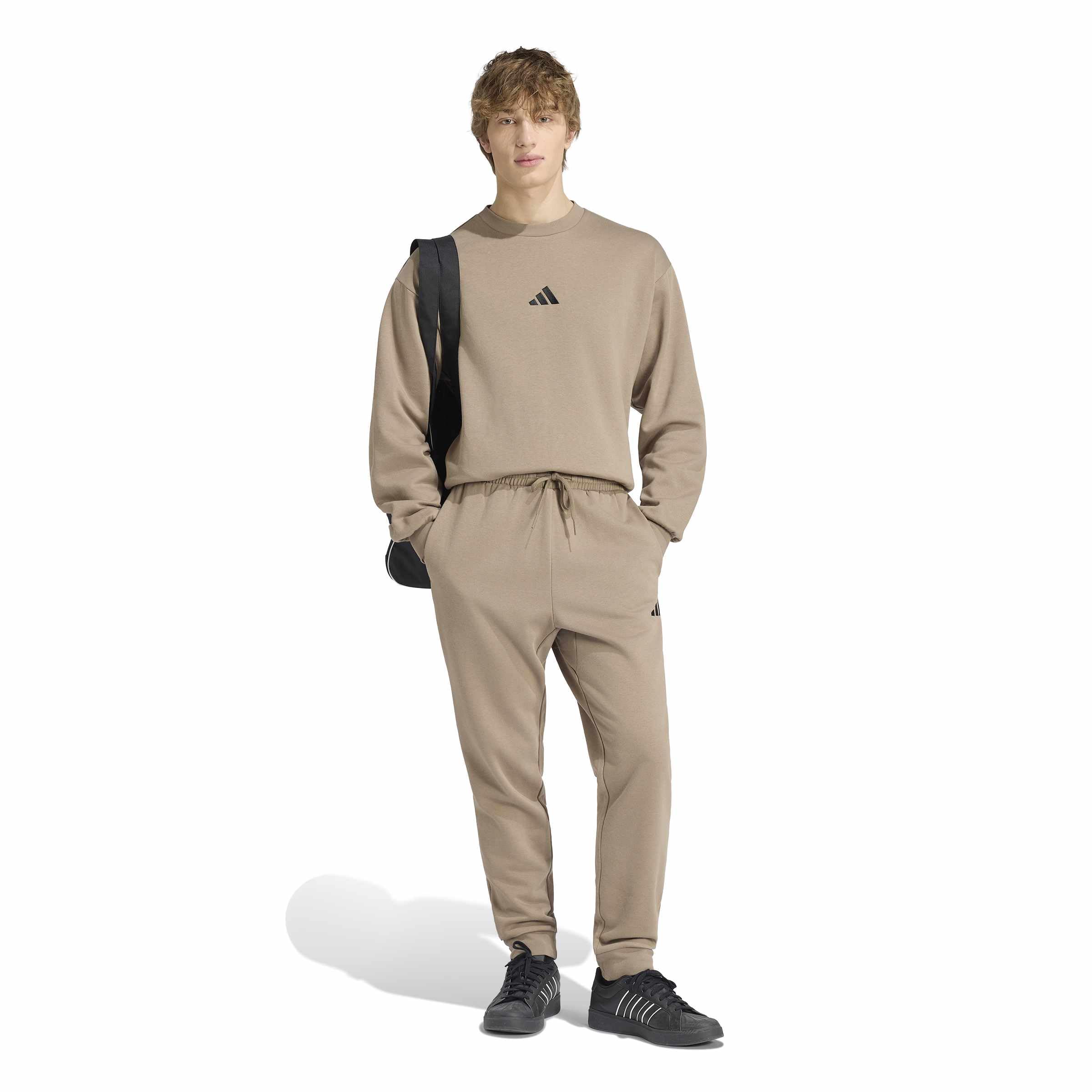 adidas Hombre Essentials Feelcozy Fleece Pants, Khaki Six/Black, S