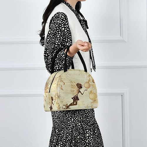 Miniatura 6 de senya Bolsa de almuerzo, lonchera aislada con diseño de hada de flores, bolsa de mano para mujeres, niños, niñas, escuela, trabajo