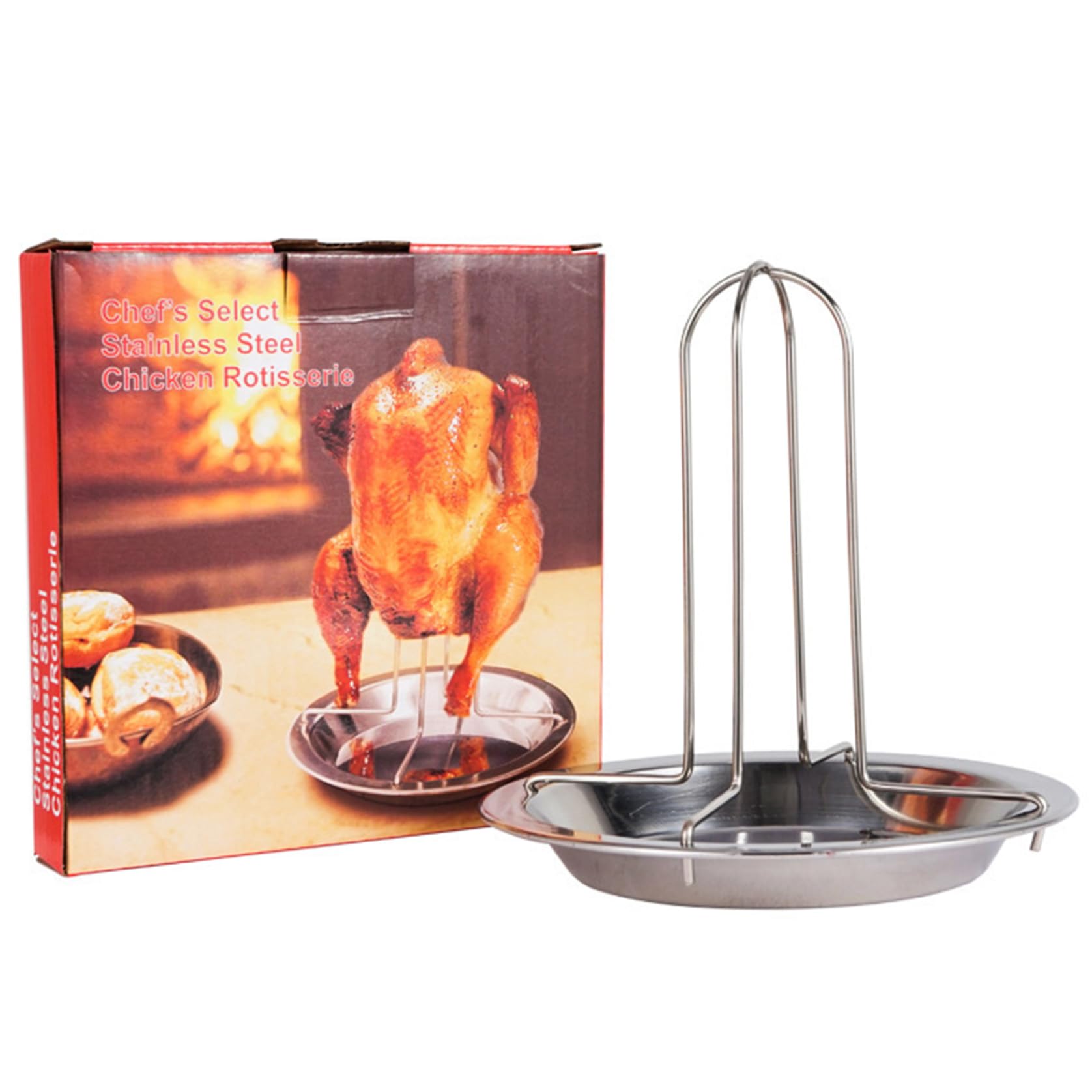Wedhapy Beer Can Chicken Holder Chicken Roaster, Non Stick Stainless Steel Rack for Grill, Detachable Vertical Roasting Rack with Tray for BBQ Accessories