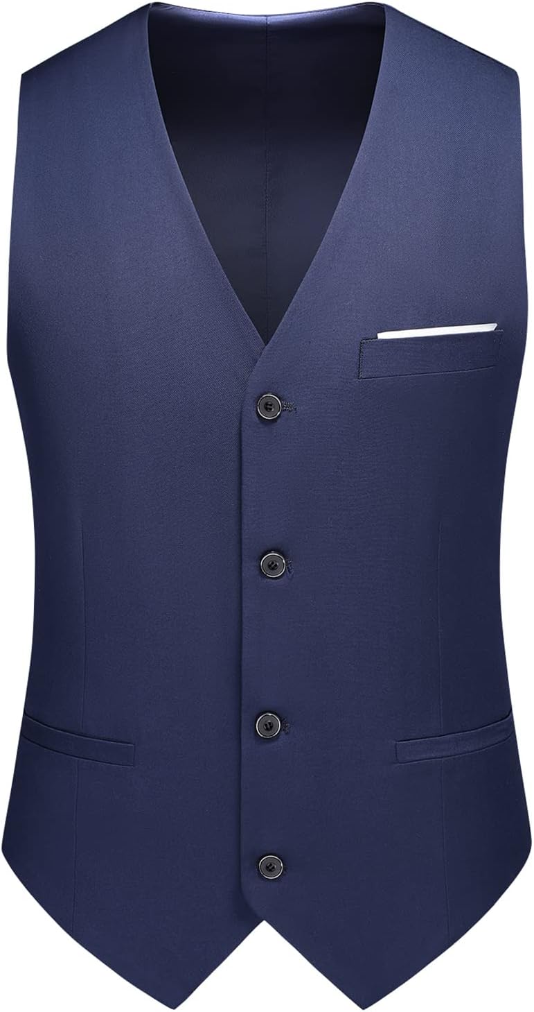 Mens Suits 3 Pieces Slim Fit One Button Solid Suit Blazers for Business Wedding Formal Prom Tuxedo Blazer Vest & Pant Set - Image 4