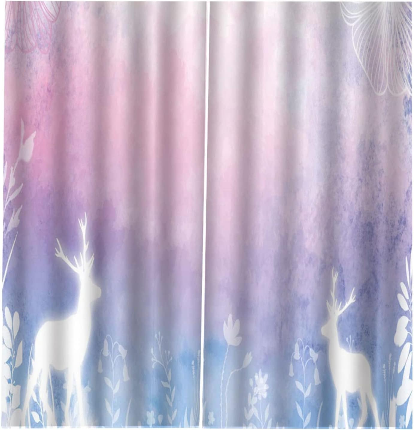 Vorhang Kinderzimmer Junge Mädchen Verdunkelungsvorhänge 3Drosa Blaues REH Fenster Gardinen Wohnzimmer Mit Ösen 183 X 214 cm Blickdichter Schallschutz Vorhang 2Er Set -8V6Q-Z5