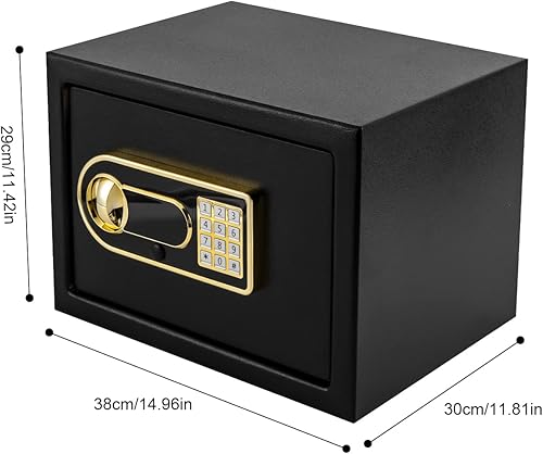 Miniatura 6 de Caja de seguridad digital con 2 llaves, caja de seguridad montada en la pared o en el suelo, caja fuerte de metal segura para el hogar, oficina,