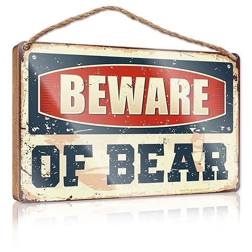 Beer Signs Metal Vintage Beware of Bear Wooden Sign Man