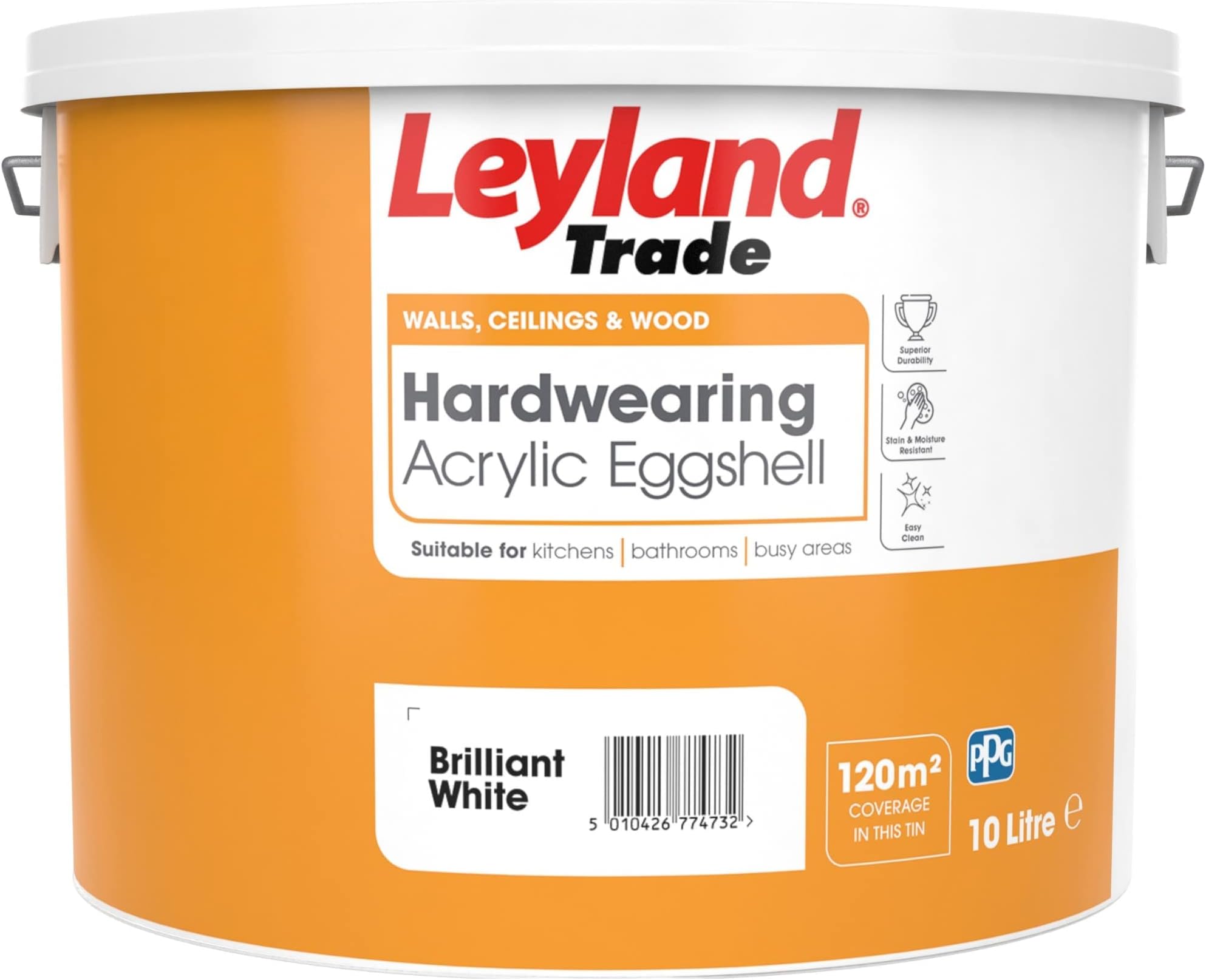 Leyland Trade Acrylic Eggshell Brilliant White 10L On - View #4