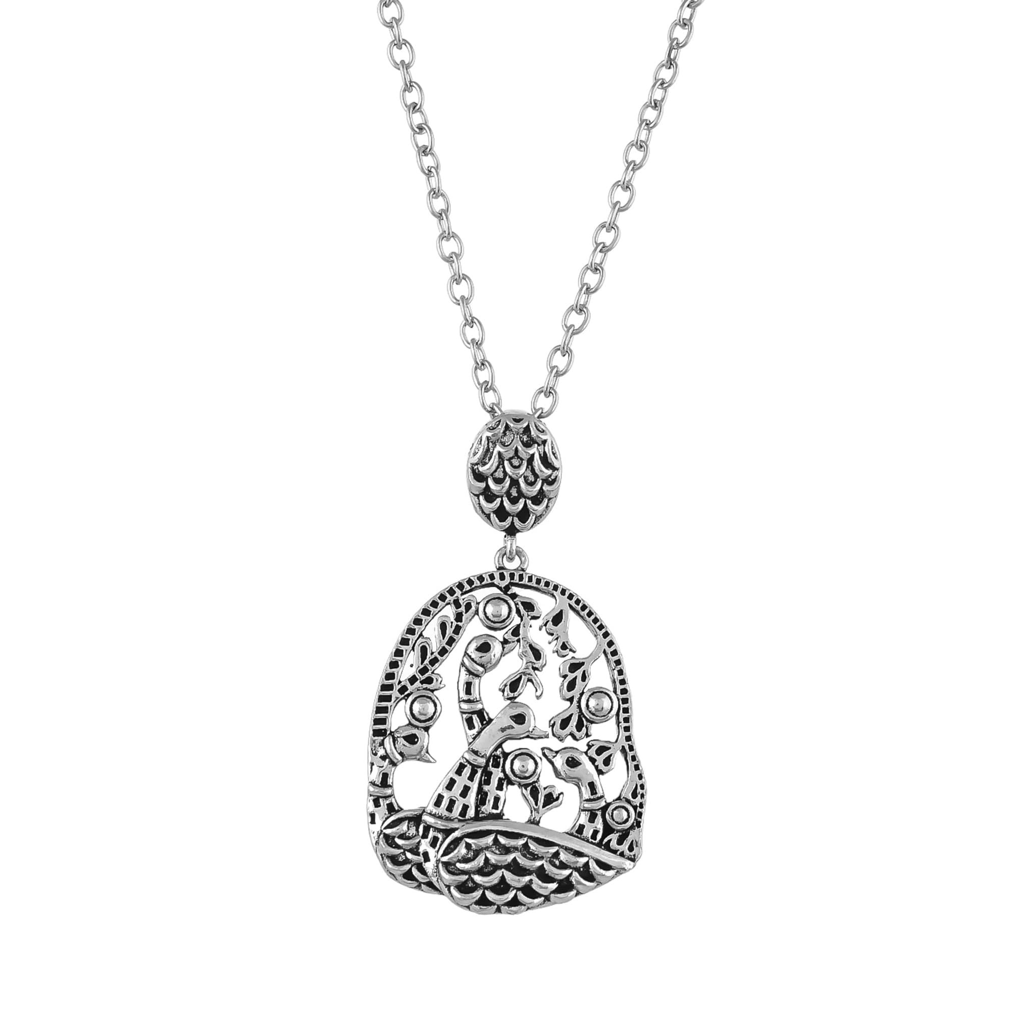 voylla Morni Sikhi Pendant|Pendant for Women|Silver Oxidised|Everyday|-picture-5