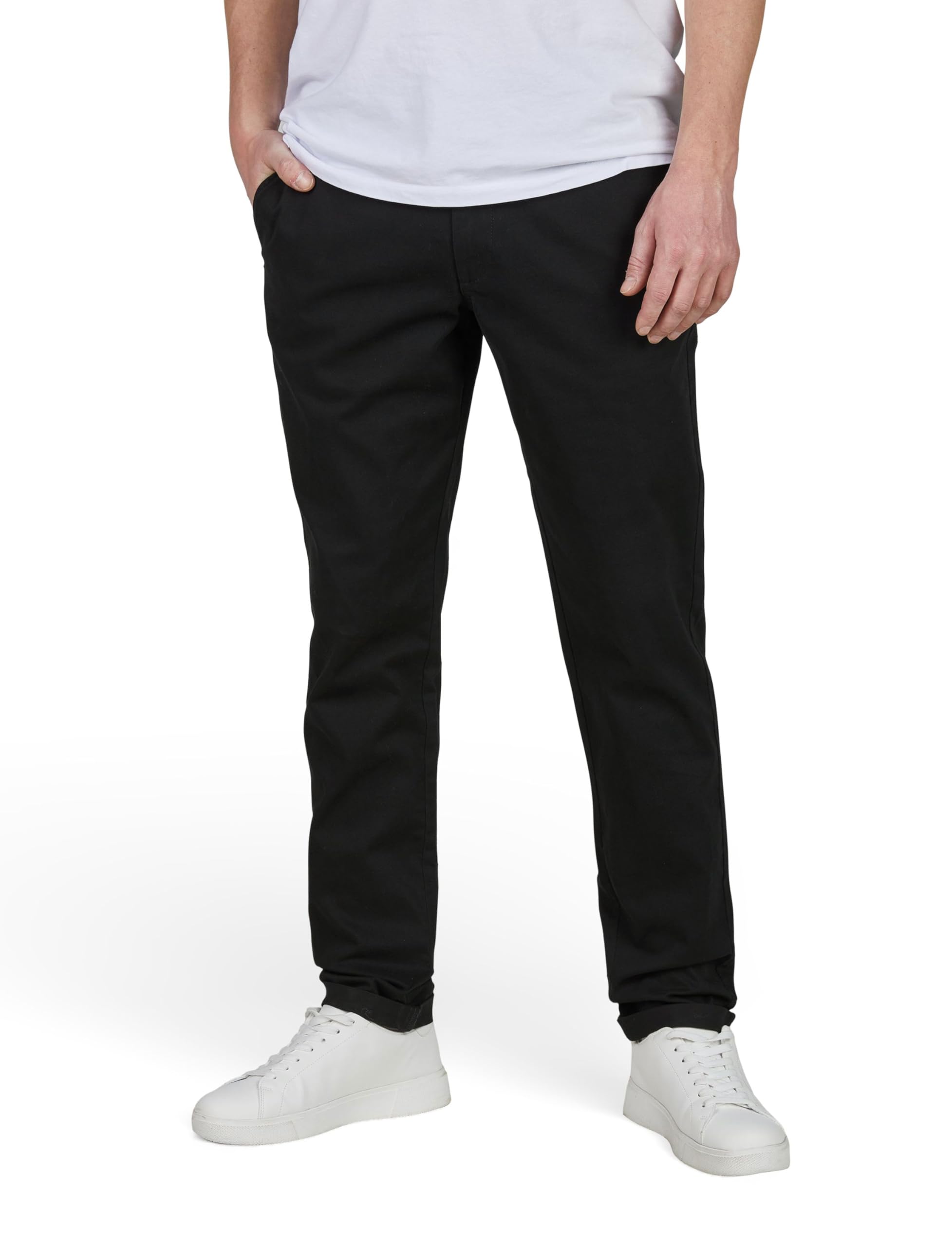 JACK & JONES Chino Hose Herren lang Stretch Slim Fit James JJMITCH Stoffhose Einfarbig Schwarz Beige Blau 30 31 32 33 34 36 38