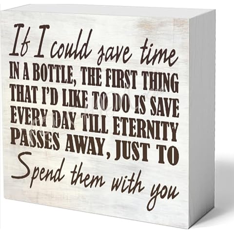 PILIPALALA Decor Sign If I Could Save Time in Bottle The First Just to Spend Wooden Box Sign Desk Decor for Home Office Table Decor 5x5 Cover