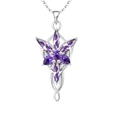 Arwen Evenstar Necklace&comma;925 Sterling Silver Lord of The Ring Hobbit Pendant Necklace with 5A Cubic Zirconia&comma;Elvish Jewelry for Women