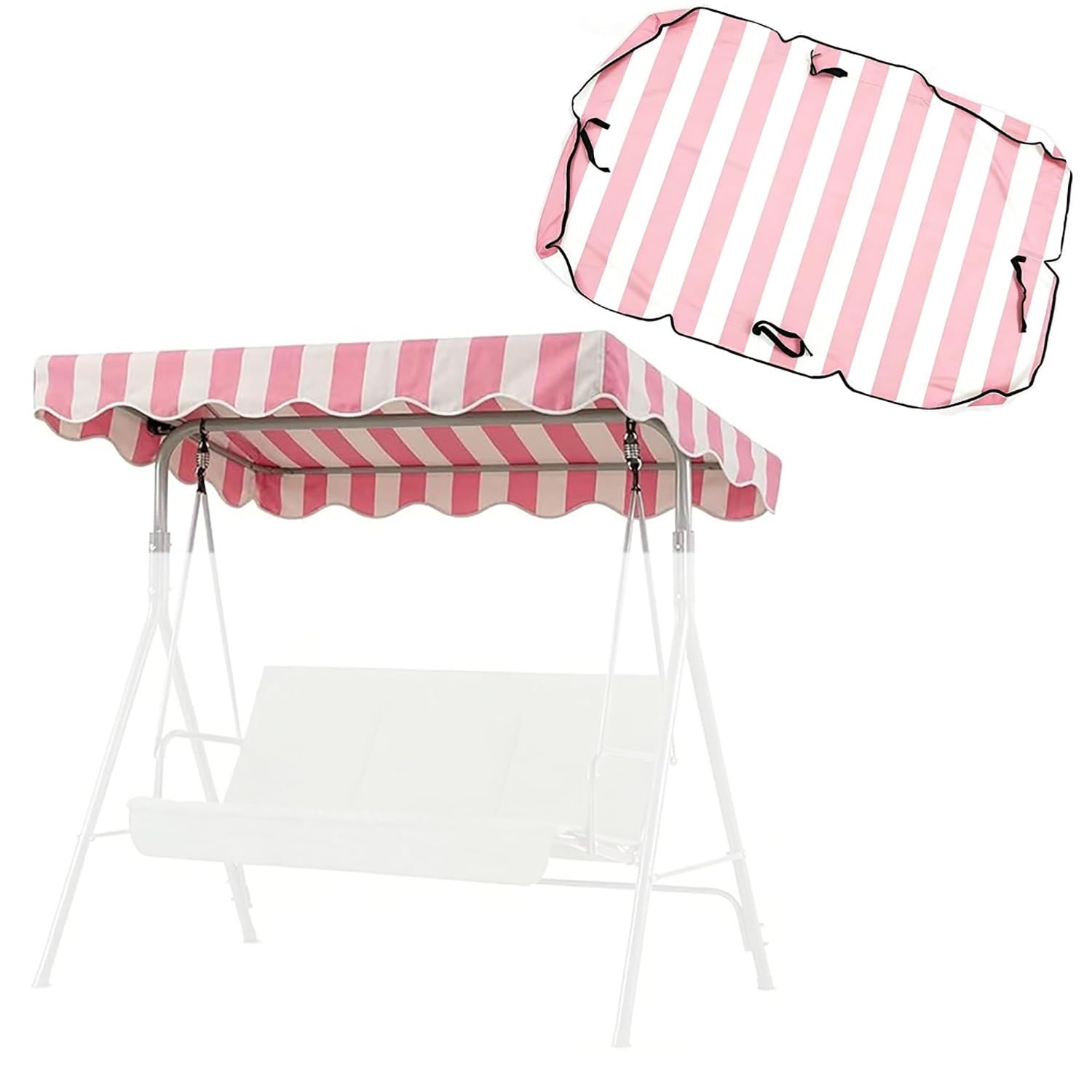 YCXHGK Stripe Porch Swing Canopy Replacement Fabric, Outdoor Waterproof Swing Top Cover Replacement, Sun Shade Awning Cover for Garden Yard Park Porch(Pink,170x115cm/67.0x45.3in)