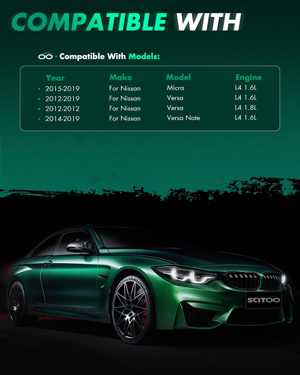 SCITOO 4 ignition coils UF719 with 4 Iridium Spark Plugs for Nissan Versa 2012-2019 1.6L 1.8L Versa Note 2014-2019 1.6L Micra 2015-2019 1.6L