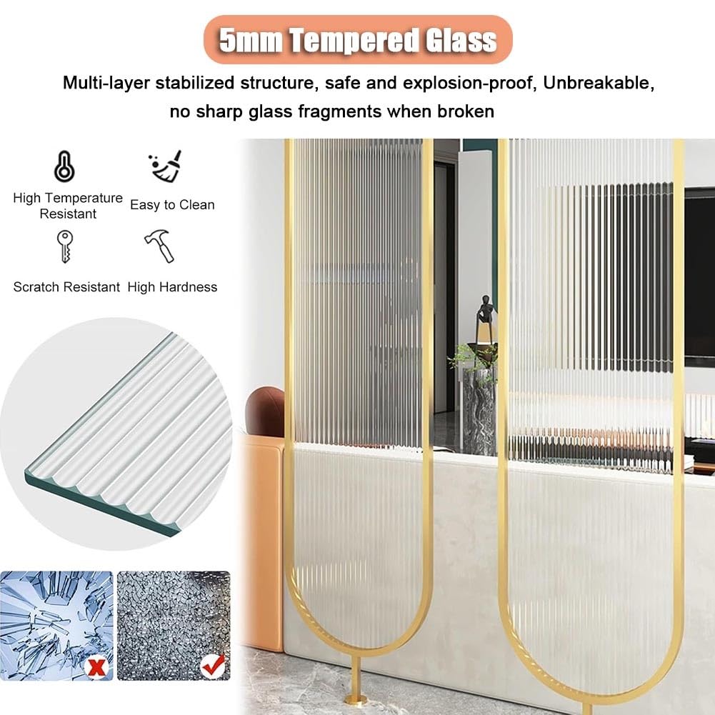 Nowoczesne szklane separatory ścienne działowe, 4 sztuki, ścianka działowa, szkło hartowane, do domowego biura lub sypialni (d 180 x 35 cm)