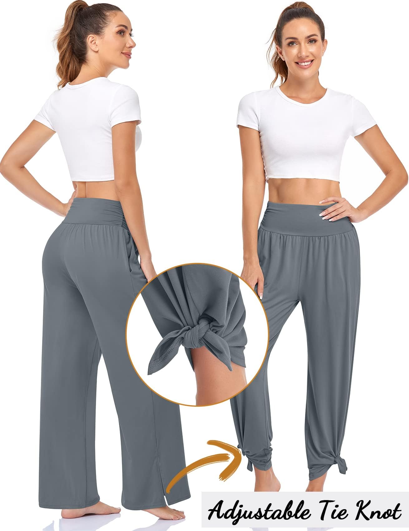 Cegerne Pantaloni Sportivi da Donna con Tasche Pantaloni Jogging Vita Alta Pantaloni Yoga Gamba Larga Pantaloni Dritti Sportivi con Spacco